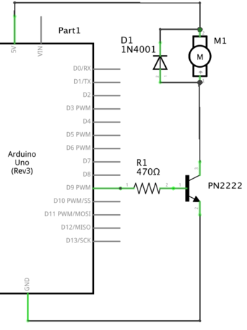 Motoraansturing via transistor
